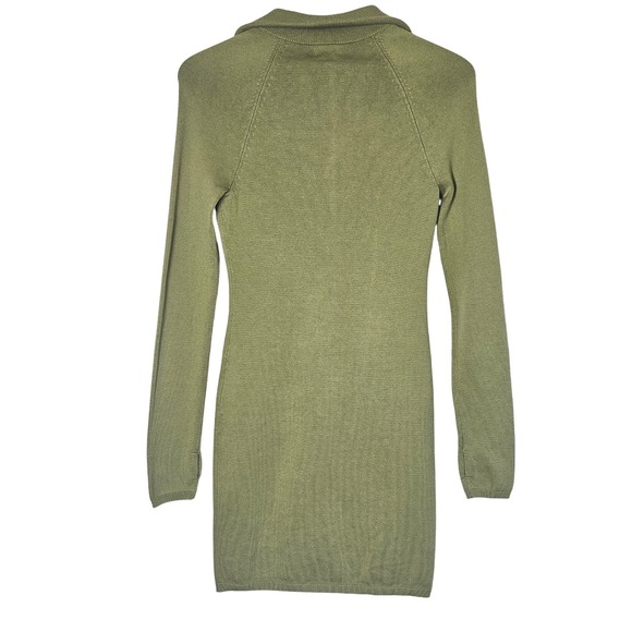 Song of Style Olive Green‎ Knit Mini Dress Long Sleeve Full Zip Up Sz S - Picture 8 of 10